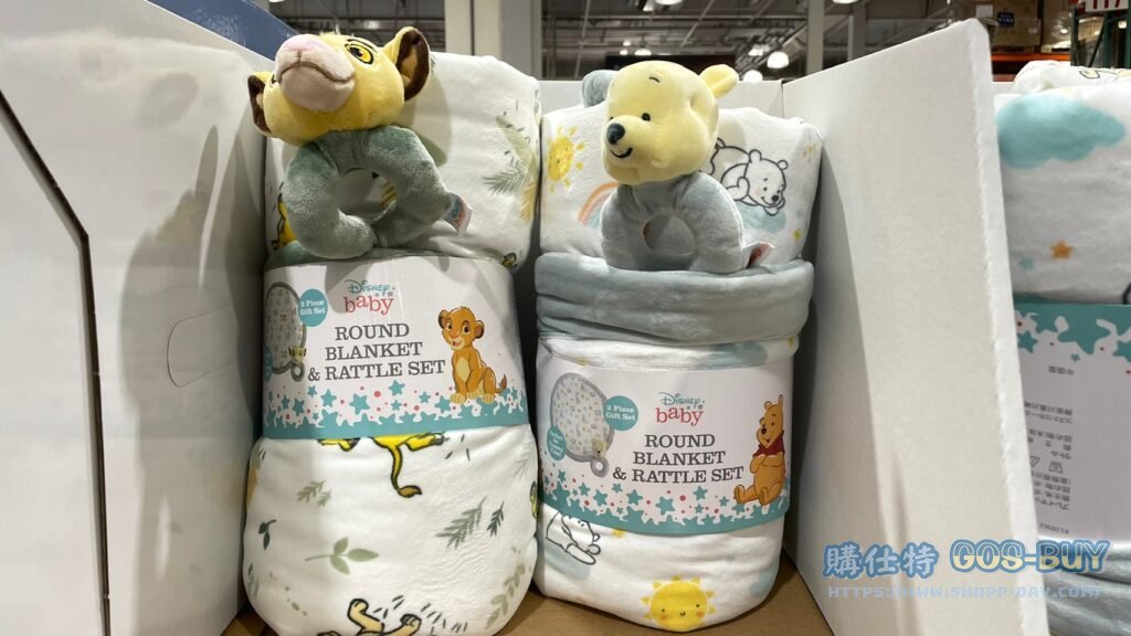 DISNEY ROUND BLANKET AND RATTLE SET 240 GSM 幼兒毯安撫手搖鈴兩件組 #128962