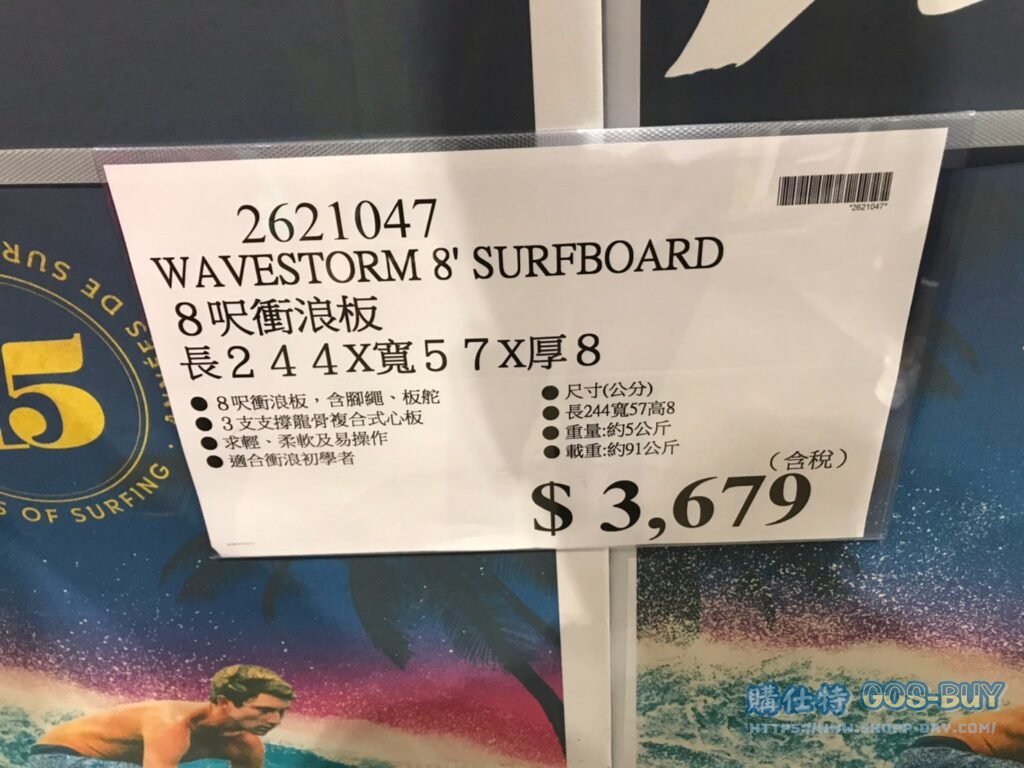 WAVESTORM 8' SURFBOARD 8呎衝浪板 長244 X 寬57 X厚8公分 #2621047