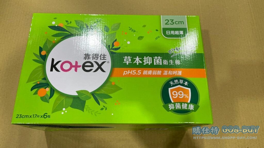 KOTEX DAY PAD 靠得住抑菌抑味日用衛生棉 每包17片６包入 #109835