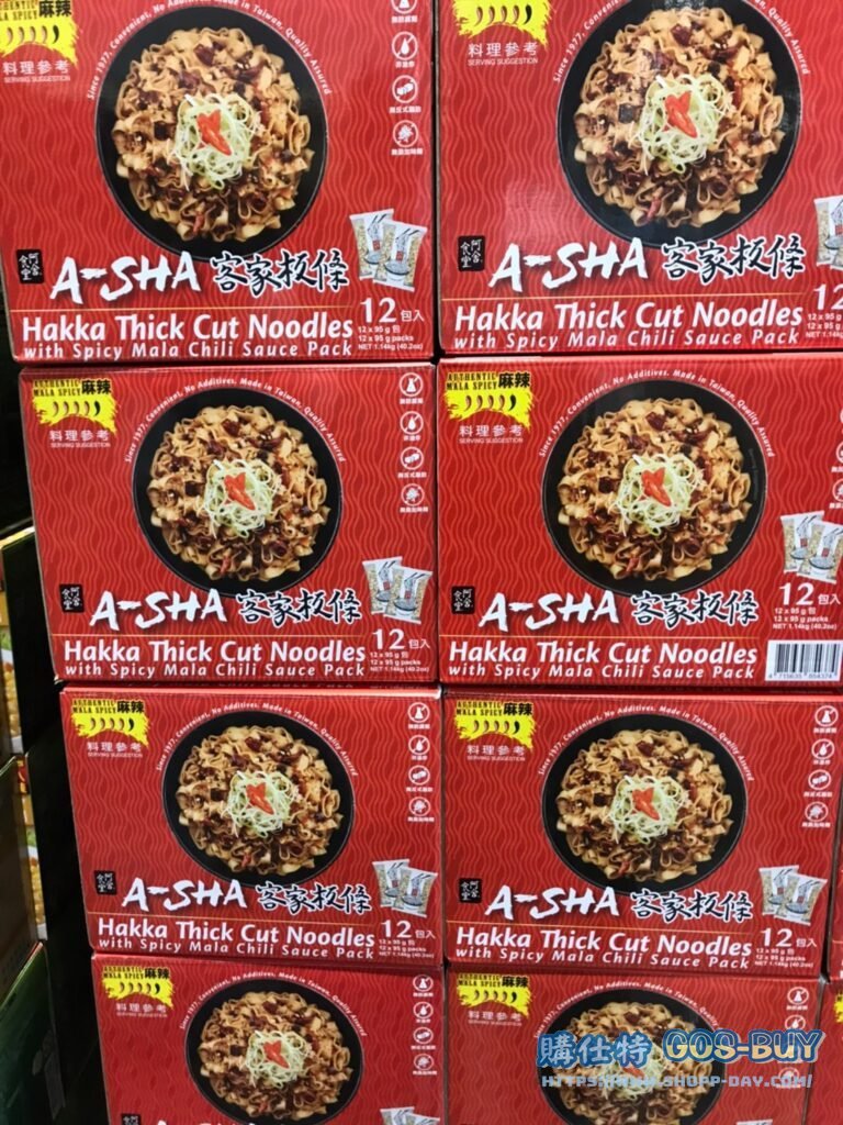A-SHA HAKKA SPICY NOODLES 阿舍食堂客家粄條-麻辣 95公克 X 12包 #1460194
