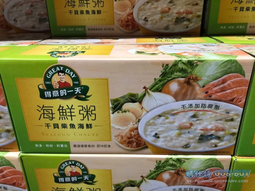 GREAT DAY RICE CONGEE 得意的一天干貝柴魚粥 40公克X30包入 #96387