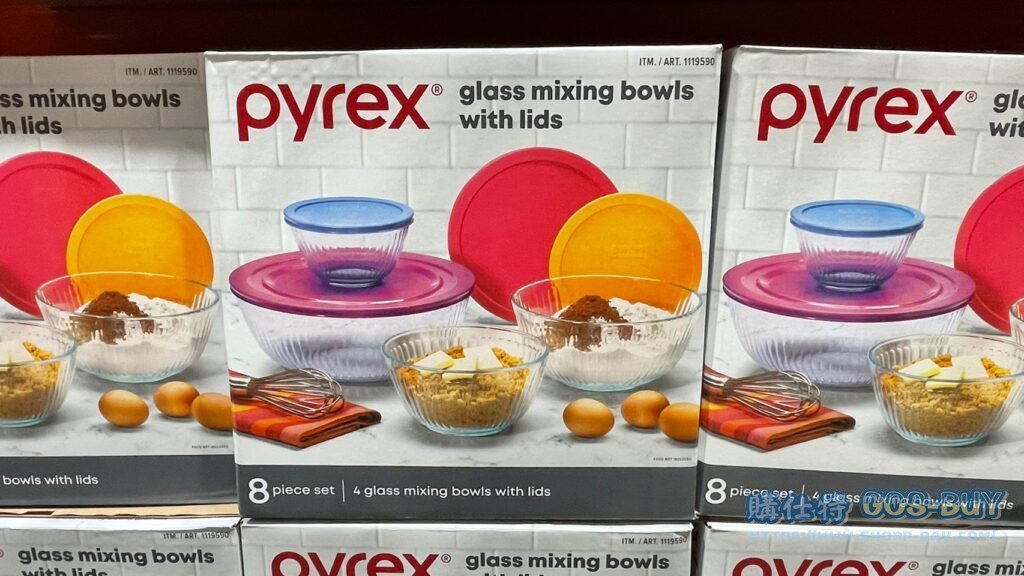 PYREX GLASS MIXING BOWLS 玻璃調理碗 八件組 #1119590