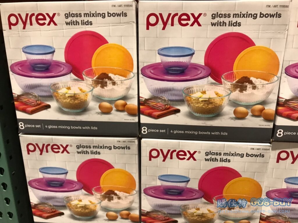 PYREX GLASS MIXING BOWLS 玻璃調理碗 八件組 #1119590
