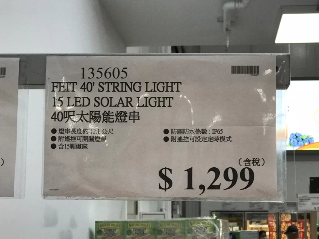 FEIT 40' STRING LIGHT 15 LED SOLAR LIGHT 40呎太陽能燈串