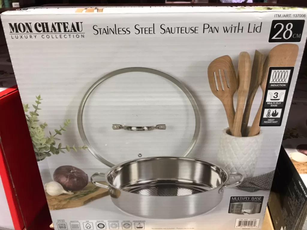 MON CHATEAU SS SAUTEUSE 不鏽鋼雙耳淺湯鍋含蓋 容量：5.2公升#137006